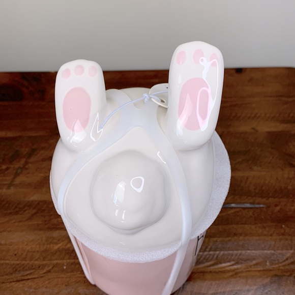 Rae Dunn “Bunny Buns” Pink Mug with Bunny Rabbit Tail Topper Set - Picture 10 of 12